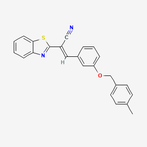 molecular formula C24H18N2OS B11503933 (2E)-2-(1,3-benzothiazol-2-yl)-3-{3-[(4-methylbenzyl)oxy]phenyl}prop-2-enenitrile 