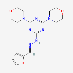 molecular formula C16H21N7O3 B11503940 2-[(2E)-2-(furan-2-ylmethylidene)hydrazinyl]-4,6-di(morpholin-4-yl)-1,3,5-triazine 