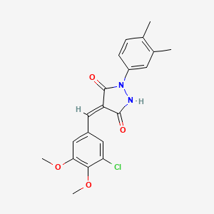 molecular formula C20H19ClN2O4 B11503954 (4E)-4-[(3-chloro-4,5-dimethoxyphenyl)methylidene]-1-(3,4-dimethylphenyl)pyrazolidine-3,5-dione 