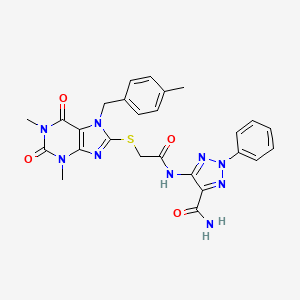 molecular formula C26H25N9O4S B11503977 5-[({[1,3-dimethyl-7-(4-methylbenzyl)-2,6-dioxo-2,3,6,7-tetrahydro-1H-purin-8-yl]sulfanyl}acetyl)amino]-2-phenyl-2H-1,2,3-triazole-4-carboxamide 