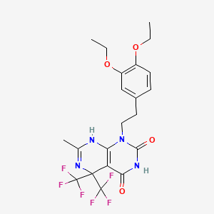 molecular formula C21H22F6N4O4 B11503993 1-[2-(3,4-diethoxyphenyl)ethyl]-7-methyl-5,5-bis(trifluoromethyl)-5,8-dihydropyrimido[4,5-d]pyrimidine-2,4(1H,3H)-dione 