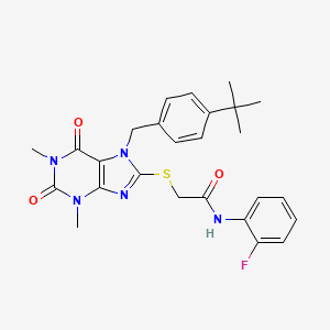 2-{[7-(4-tert-butylbenzyl)-1,3-dimethyl-2,6-dioxo-2,3,6,7-tetrahydro-1H-purin-8-yl]sulfanyl}-N-(2-fluorophenyl)acetamide