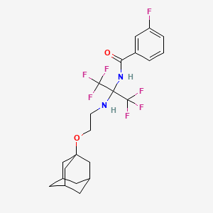 molecular formula C22H25F7N2O2 B11504023 N-(2-{[2-(Adamantan-1-yloxy)ethyl]amino}-1,1,1,3,3,3-hexafluoropropan-2-YL)-3-fluorobenzamide 