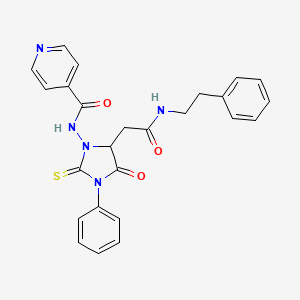 N-(4-oxo-5-{2-oxo-2-[(2-phenylethyl)amino]ethyl}-3-phenyl-2-thioxoimidazolidin-1-yl)pyridine-4-carboxamide