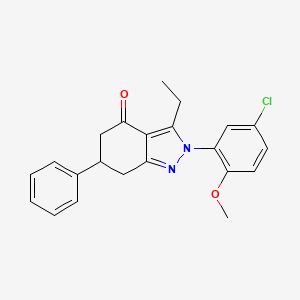 molecular formula C22H21ClN2O2 B11504051 2-(5-chloro-2-methoxyphenyl)-3-ethyl-6-phenyl-2,5,6,7-tetrahydro-4H-indazol-4-one 