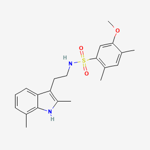 molecular formula C21H26N2O3S B11504076 N-[2-(2,7-dimethyl-1H-indol-3-yl)ethyl]-5-methoxy-2,4-dimethylbenzenesulfonamide 