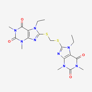 molecular formula C19H24N8O4S2 B11504083 8,8'-(methanediyldisulfanediyl)bis(7-ethyl-1,3-dimethyl-3,7-dihydro-1H-purine-2,6-dione) 