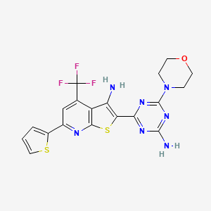 2-[4-Amino-6-(morpholin-4-yl)-1,3,5-triazin-2-yl]-6-(thiophen-2-yl)-4-(trifluoromethyl)thieno[2,3-b]pyridin-3-amine