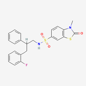 molecular formula C23H21FN2O3S2 B11504088 N-[3-(2-fluorophenyl)-2-phenylpropyl]-3-methyl-2-oxo-2,3-dihydro-1,3-benzothiazole-6-sulfonamide 