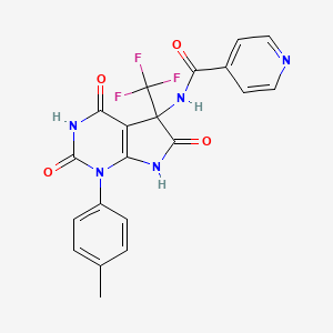 N-[1-(4-methylphenyl)-2,4,6-trioxo-5-(trifluoromethyl)-2,3,4,5,6,7-hexahydro-1H-pyrrolo[2,3-d]pyrimidin-5-yl]pyridine-4-carboxamide