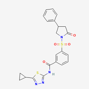 molecular formula C22H20N4O4S2 B11504099 N-(5-cyclopropyl-1,3,4-thiadiazol-2-yl)-3-[(2-oxo-4-phenylpyrrolidin-1-yl)sulfonyl]benzamide 