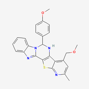 8-(methoxymethyl)-12-(4-methoxyphenyl)-6-methyl-3-thia-5,11,13,20-tetrazapentacyclo[11.7.0.02,10.04,9.014,19]icosa-1(20),2(10),4,6,8,14,16,18-octaene