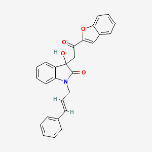 molecular formula C27H21NO4 B11504139 3-[2-(1-benzofuran-2-yl)-2-oxoethyl]-3-hydroxy-1-[(2E)-3-phenylprop-2-en-1-yl]-1,3-dihydro-2H-indol-2-one 