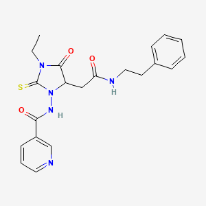 N-(3-ethyl-4-oxo-5-{2-oxo-2-[(2-phenylethyl)amino]ethyl}-2-thioxoimidazolidin-1-yl)nicotinamide