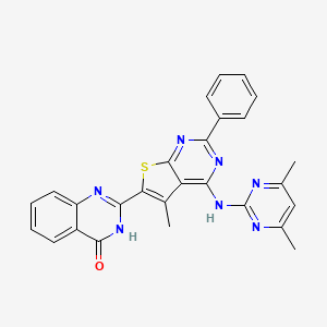 2-{4-[(4,6-dimethylpyrimidin-2-yl)amino]-5-methyl-2-phenylthieno[2,3-d]pyrimidin-6-yl}quinazolin-4(3H)-one