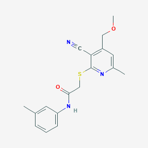 2-{[3-cyano-4-(methoxymethyl)-6-methylpyridin-2-yl]sulfanyl}-N-(3-methylphenyl)acetamide