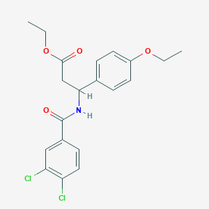 molecular formula C20H21Cl2NO4 B11504180 Ethyl 3-{[(3,4-dichlorophenyl)carbonyl]amino}-3-(4-ethoxyphenyl)propanoate 