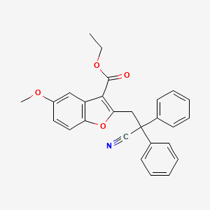 molecular formula C27H23NO4 B11504193 Ethyl 2-(2-cyano-2,2-diphenylethyl)-5-methoxy-1-benzofuran-3-carboxylate 