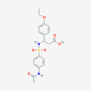 molecular formula C19H22N2O6S B11504266 3-({[4-(Acetylamino)phenyl]sulfonyl}amino)-3-(4-ethoxyphenyl)propanoic acid 