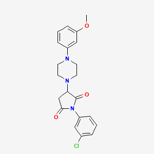 molecular formula C21H22ClN3O3 B11504290 1-(3-Chlorophenyl)-3-[4-(3-methoxyphenyl)piperazin-1-yl]pyrrolidine-2,5-dione 