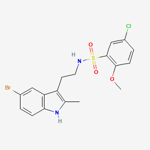 molecular formula C18H18BrClN2O3S B11504298 N-[2-(5-bromo-2-methyl-1H-indol-3-yl)ethyl]-5-chloro-2-methoxybenzenesulfonamide 