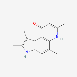 molecular formula C15H16N2O B11504316 9H-Pyrrolo[3,2-f]quinolin-9-one, 3,6-dihydro-1,2,5,7-tetramethyl- 