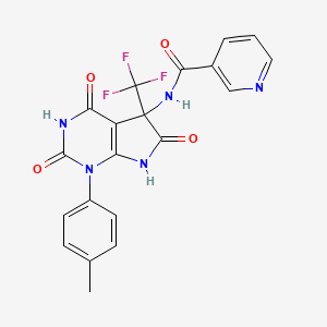 molecular formula C20H14F3N5O4 B11504318 N-[1-(4-methylphenyl)-2,4,6-trioxo-5-(trifluoromethyl)-2,3,4,5,6,7-hexahydro-1H-pyrrolo[2,3-d]pyrimidin-5-yl]pyridine-3-carboxamide 