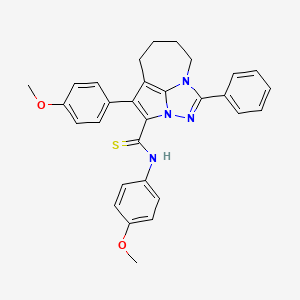 molecular formula C30H28N4O2S B11504330 N,4-bis(4-methoxyphenyl)-1-phenyl-5,6,7,8-tetrahydro-2,2a,8a-triazacyclopenta[cd]azulene-3-carbothioamide 