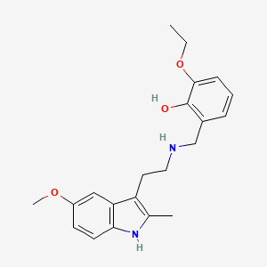 molecular formula C21H26N2O3 B11504346 2-ethoxy-6-({[2-(5-methoxy-2-methyl-1H-indol-3-yl)ethyl]amino}methyl)phenol 