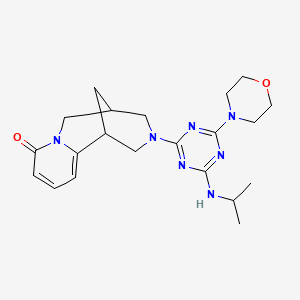 molecular formula C21H29N7O2 B11504358 3-[4-(morpholin-4-yl)-6-(propan-2-ylamino)-1,3,5-triazin-2-yl]-1,2,3,4,5,6-hexahydro-8H-1,5-methanopyrido[1,2-a][1,5]diazocin-8-one 