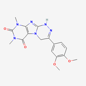 molecular formula C17H18N6O4 B11504359 3-(3,4-dimethoxyphenyl)-7,9-dimethyl-1,4-dihydro[1,2,4]triazino[3,4-f]purine-6,8(7H,9H)-dione 