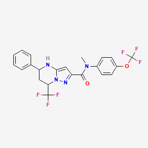 molecular formula C22H18F6N4O2 B11504367 N-methyl-5-phenyl-N-[4-(trifluoromethoxy)phenyl]-7-(trifluoromethyl)-4,5,6,7-tetrahydropyrazolo[1,5-a]pyrimidine-2-carboxamide 