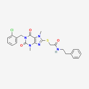 2-{[1-(2-chlorobenzyl)-3,7-dimethyl-2,6-dioxo-2,3,6,7-tetrahydro-1H-purin-8-yl]sulfanyl}-N-(2-phenylethyl)acetamide