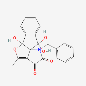 molecular formula C21H17NO6 B11504412 15-benzyl-2,2,9-trihydroxy-11-methyl-10-oxa-15-azatetracyclo[7.6.0.01,12.03,8]pentadeca-3,5,7,11-tetraene-13,14-dione 