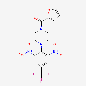 molecular formula C16H13F3N4O6 B11504436 {4-[2,6-Dinitro-4-(trifluoromethyl)phenyl]piperazin-1-yl}(furan-2-yl)methanone 