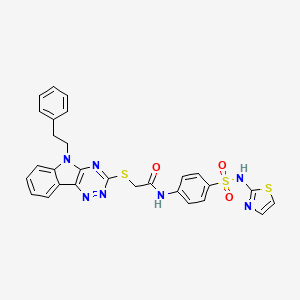 2-{[5-(2-phenylethyl)-5H-[1,2,4]triazino[5,6-b]indol-3-yl]sulfanyl}-N-[4-(1,3-thiazol-2-ylsulfamoyl)phenyl]acetamide