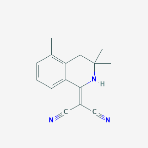 molecular formula C15H15N3 B11504540 Malononitrile, 2-(3,3,5-trimethyl-3,4-dihydro-2H-isoquinolin-1-ylidene)- 