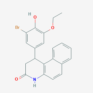 molecular formula C21H18BrNO3 B11504542 1-(3-bromo-5-ethoxy-4-hydroxyphenyl)-1,4-dihydrobenzo[f]quinolin-3(2H)-one 