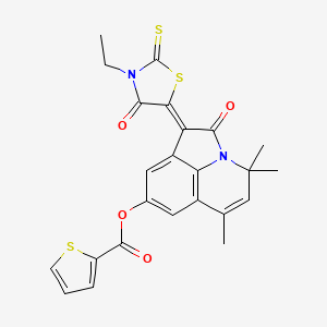 (1Z)-1-(3-ethyl-4-oxo-2-thioxo-1,3-thiazolidin-5-ylidene)-4,4,6-trimethyl-2-oxo-1,2-dihydro-4H-pyrrolo[3,2,1-ij]quinolin-8-yl thiophene-2-carboxylate