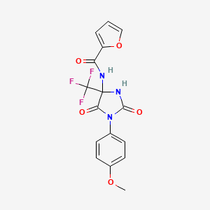 N-[1-(4-methoxyphenyl)-2,5-dioxo-4-(trifluoromethyl)imidazolidin-4-yl]furan-2-carboxamide