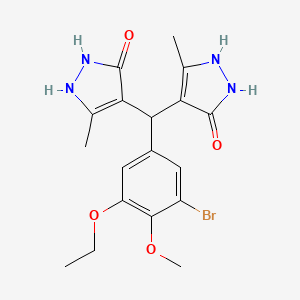 molecular formula C18H21BrN4O4 B11504637 4-[(3-bromo-5-ethoxy-4-methoxyphenyl)(5-hydroxy-3-methyl-1H-pyrazol-4-yl)methyl]-3-methyl-1H-pyrazol-5-ol 