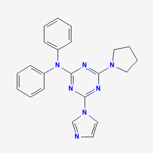 molecular formula C22H21N7 B11504647 4-(1H-imidazol-1-yl)-N,N-diphenyl-6-(pyrrolidin-1-yl)-1,3,5-triazin-2-amine 