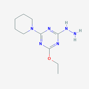 molecular formula C10H18N6O B11504650 2-Ethoxy-4-hydrazinyl-6-(piperidin-1-yl)-1,3,5-triazine 