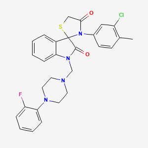 molecular formula C28H26ClFN4O2S B11504667 3'-(3-Chloro-4-methylphenyl)-1-{[4-(2-fluorophenyl)piperazin-1-YL]methyl}-1,2-dihydrospiro[indole-3,2'-[1,3]thiazolidine]-2,4'-dione 