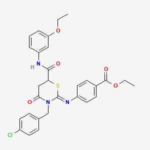 molecular formula C29H28ClN3O5S B11504686 ethyl 4-({(2Z)-3-(4-chlorobenzyl)-6-[(3-ethoxyphenyl)carbamoyl]-4-oxo-1,3-thiazinan-2-ylidene}amino)benzoate 