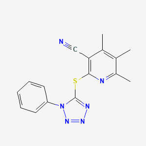 molecular formula C16H14N6S B11504708 4,5,6-trimethyl-2-[(1-phenyl-1H-tetrazol-5-yl)sulfanyl]pyridine-3-carbonitrile 