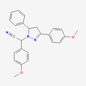 molecular formula C25H23N3O2 B11504711 (4-methoxyphenyl)[3-(4-methoxyphenyl)-5-phenyl-4,5-dihydro-1H-pyrazol-1-yl]acetonitrile 