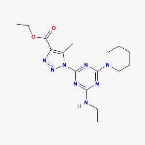 molecular formula C16H24N8O2 B11504715 ethyl 1-[4-(ethylamino)-6-(piperidin-1-yl)-1,3,5-triazin-2-yl]-5-methyl-1H-1,2,3-triazole-4-carboxylate 