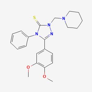 molecular formula C22H26N4O2S B11504736 5-(3,4-dimethoxyphenyl)-4-phenyl-2-(piperidin-1-ylmethyl)-2,4-dihydro-3H-1,2,4-triazole-3-thione 