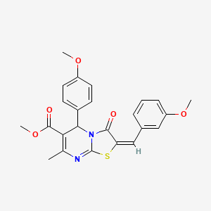 molecular formula C24H22N2O5S B11504766 methyl (2E)-2-(3-methoxybenzylidene)-5-(4-methoxyphenyl)-7-methyl-3-oxo-2,3-dihydro-5H-[1,3]thiazolo[3,2-a]pyrimidine-6-carboxylate 